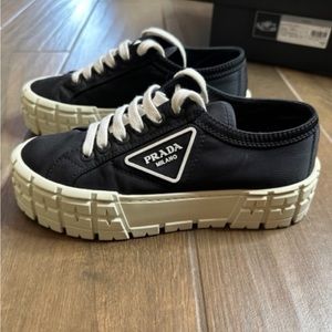 PRADA Double Wheel Nylon Garbadine Platform Sneaker